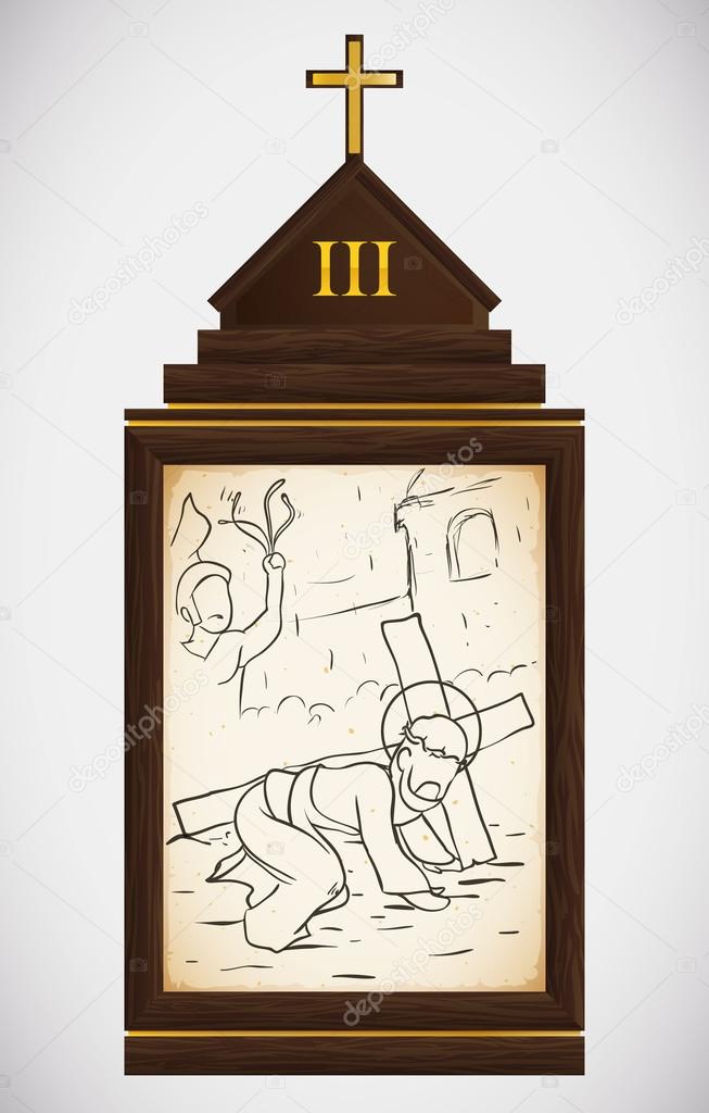 Jesus Falls the First Time, Vector Illustration