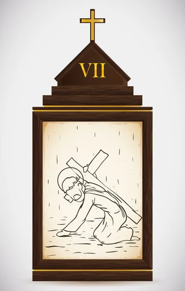Jesús cae por segunda vez, ilustración vectorial — Vector de stock