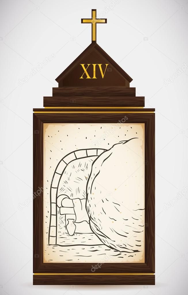 Jesus is Laid in the Tomb, Vector Illustration