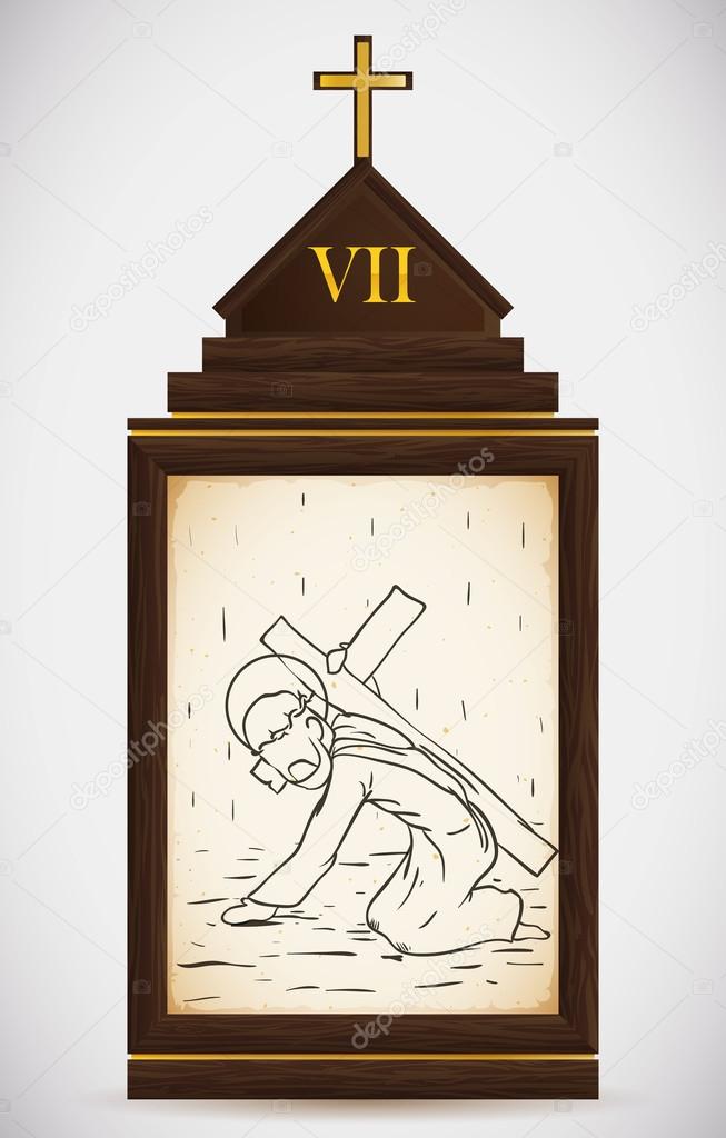 Jesus Falls the Second Time, Vector Illustration