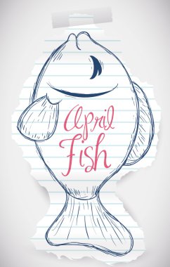 Sweet Fish Sketch Nisan Fools 'Prank, Vektör İllüstrasyon için