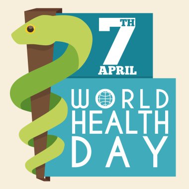 Rod of Asclepius in Flat Style for World Health Day, Vector Illustration clipart