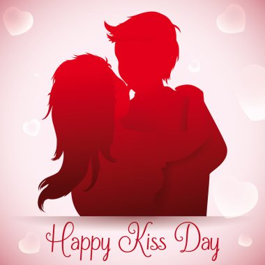 Boy Smooching with her Girlfriend in Kiss Day, Vector Illustration clipart