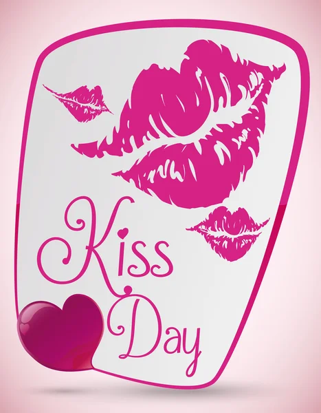 Rosa läppstift märken för en härlig kyss dag, vektor Illustration — Stock vektor