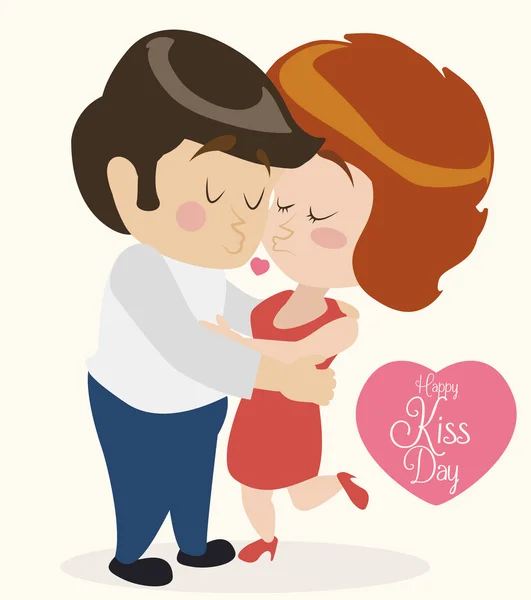 Niedliches verliebtes Paar küsst sich im Retro-Stil, Vektor-Illustration — Stockvektor