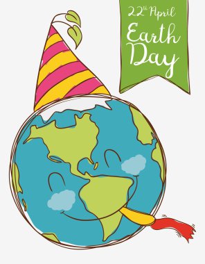 Mutlu gezegen Dünya günü kutluyor, vektör çizim