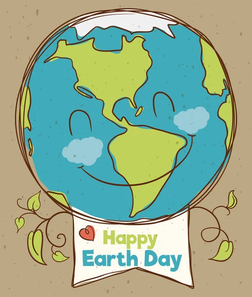 Happy Planet avec signe du Jour de la Terre, illustration vectorielle — Image vectorielle