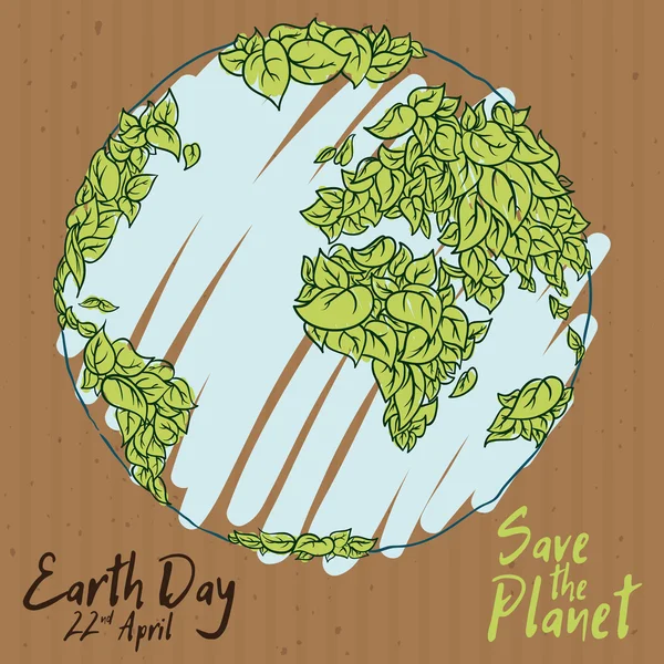 Cartoon Poster of Eco Design for Earth Day, Vector Illustration — Stock Vector