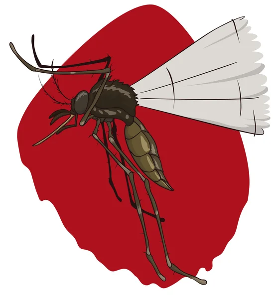 Latający komara patrząc to jest ofiarą Bite, wektorowych ilustracji — Wektor stockowy