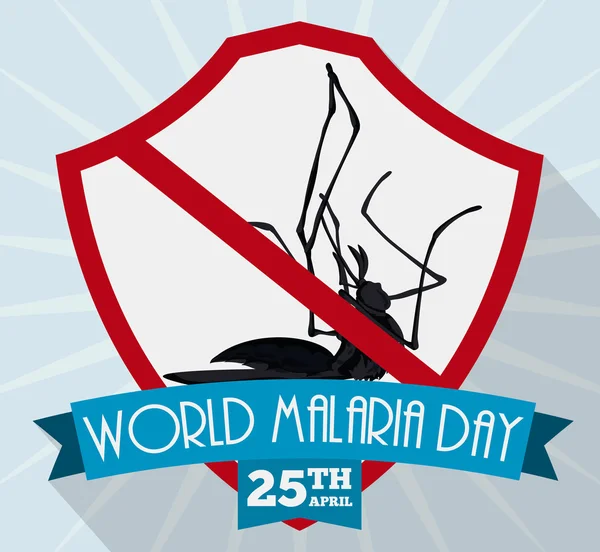 Poster with Dead Mosquito for Malaria Day, Vector Illustration — Stock Vector