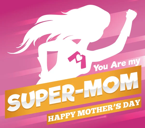 Cartel de Super Mom para la celebración del Día de la Madre, Vector Illustration — Archivo Imágenes Vectoriales