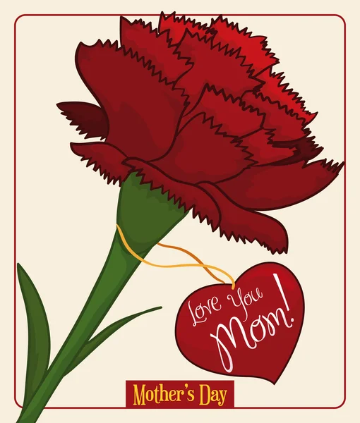 Pretty Red Carnation for Mother's Day, Vector Illustration — Stock Vector