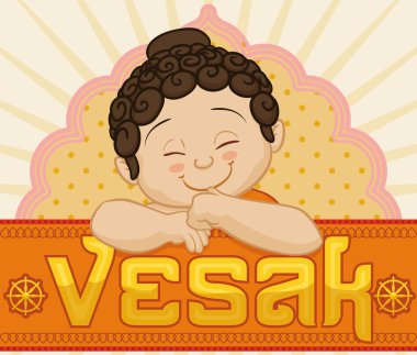 Commemorative Vesak Card with Baby Buddha, Vector Illustration clipart