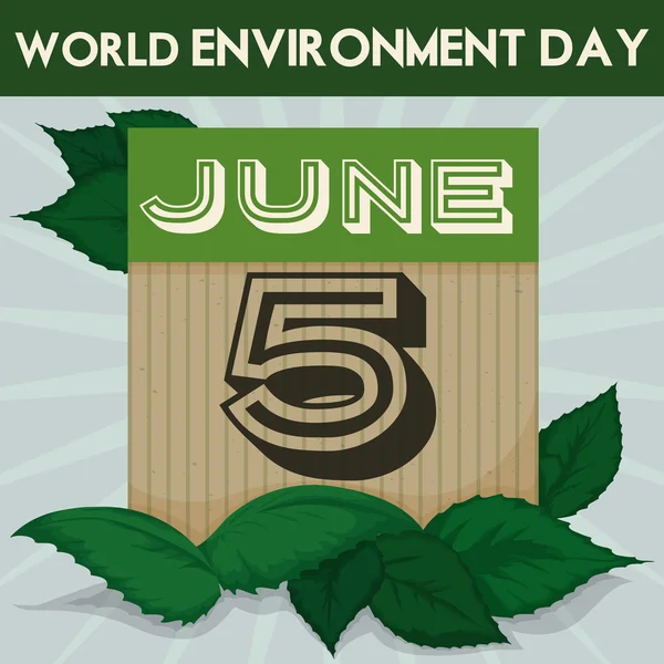 Kalendář s datem připomenutí Světového dne životního prostředí, vektorové ilustrace — Stockový vektor