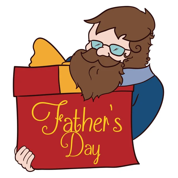 Отец получает подарок в День отца, Векторная иллюстрация — стоковый вектор