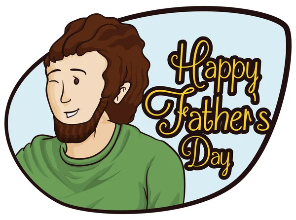 Feliz papá guiño en un signo para la celebración del Día del Padre, ilustración vectorial — Vector de stock