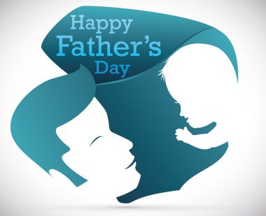 Baba ve bebek siluet Babalar günü, vektör çizim için özel işareti