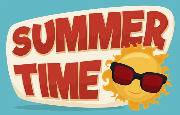 Letní Banner s chladné slunce, sluneční brýle, vektorové ilustrace — Stockový vektor
