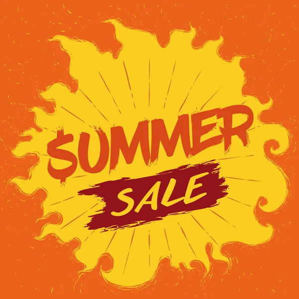 Summer Sale Poster in Brushstrokes Style, Vector Illustration — Stock Vector