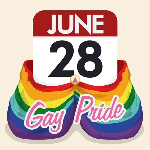 Kolorowe flagę wokół kalendarza dla upamiętnienia Gay Pride, wektor ilustratorzy — Wektor stockowy