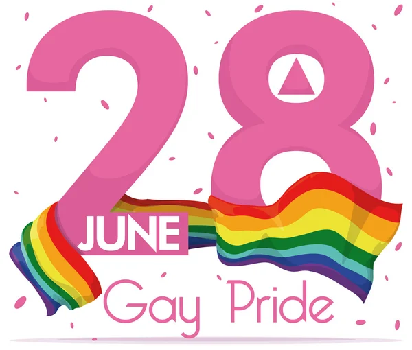 Data numery z Rainbow flaga wokół upamiętniający Gay Pride, ilustratorzy wektor — Wektor stockowy