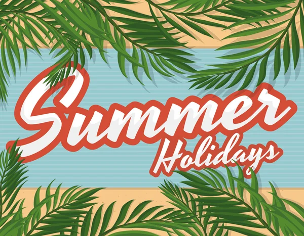 Summer Holidays Poster with Palms, Vector Illustration — Stock Vector