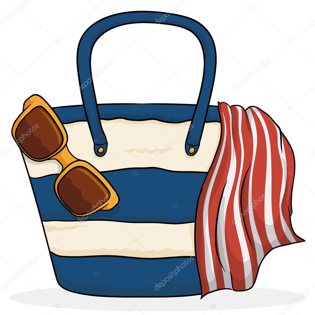 Beach Purse with Summer Elements, Vector Illustration — Stock Vector ...