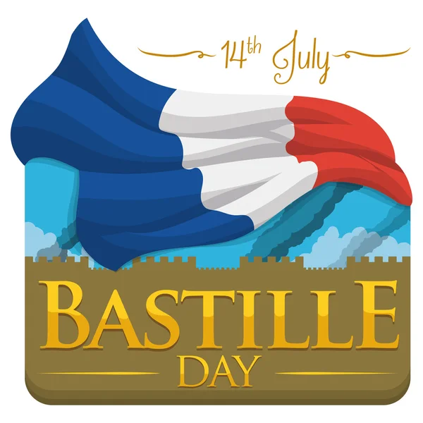 Flashback Vue de la Bastille pour commémorer l'indépendance française, Illustration vectorielle — Image vectorielle