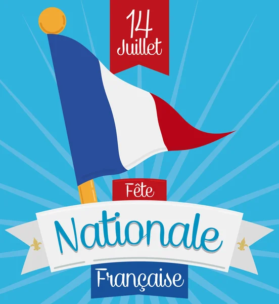 French Pennant to Celebrate National Day in July 14, Vector Illustration — Stock Vector