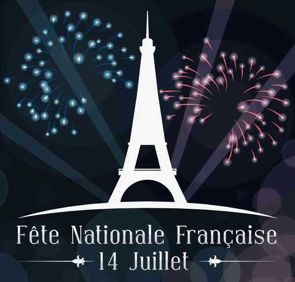 Affiche avec Célébration nocturne de l'indépendance en France, Illustration vectorielle — Image vectorielle