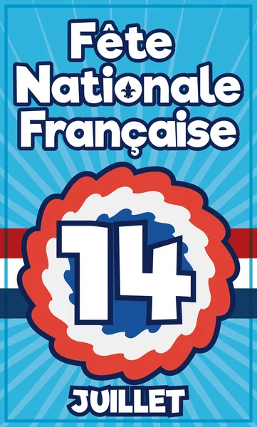 Postal con recordatorio Fecha del Día Nacional Francés y Cockade, Ilustración Vectorial — Vector de stock