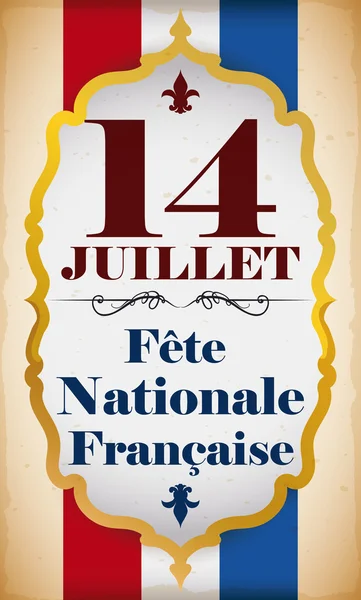 Banner s datem připomenutí francouzského národního dne, vektorové ilustrace — Stockový vektor