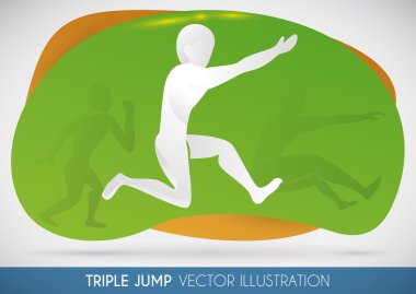 Jumper atlet yapıyor onun en iyi atlama, vektör çizim üçlü