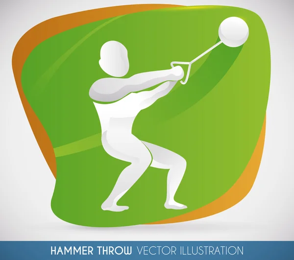 Fuerte lanzamiento de martillo atleta lanzamiento de martillo más lejano, ilustración vectorial — Vector de stock