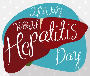 Poster dünya hepatit günü, vektör çizim hatırlatma ile sağlıklı karaciğer ile