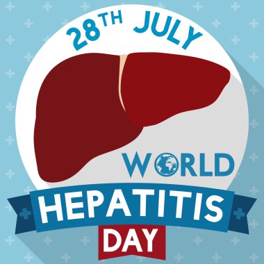 Sağlıklı karaciğer hepatit gün ile uzun gölge çizmek için çizim vektör