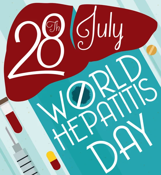 Плакат з інструментами профілактики на честь Всесвітнього дня гепатиту, Векторна ілюстрація — стоковий вектор