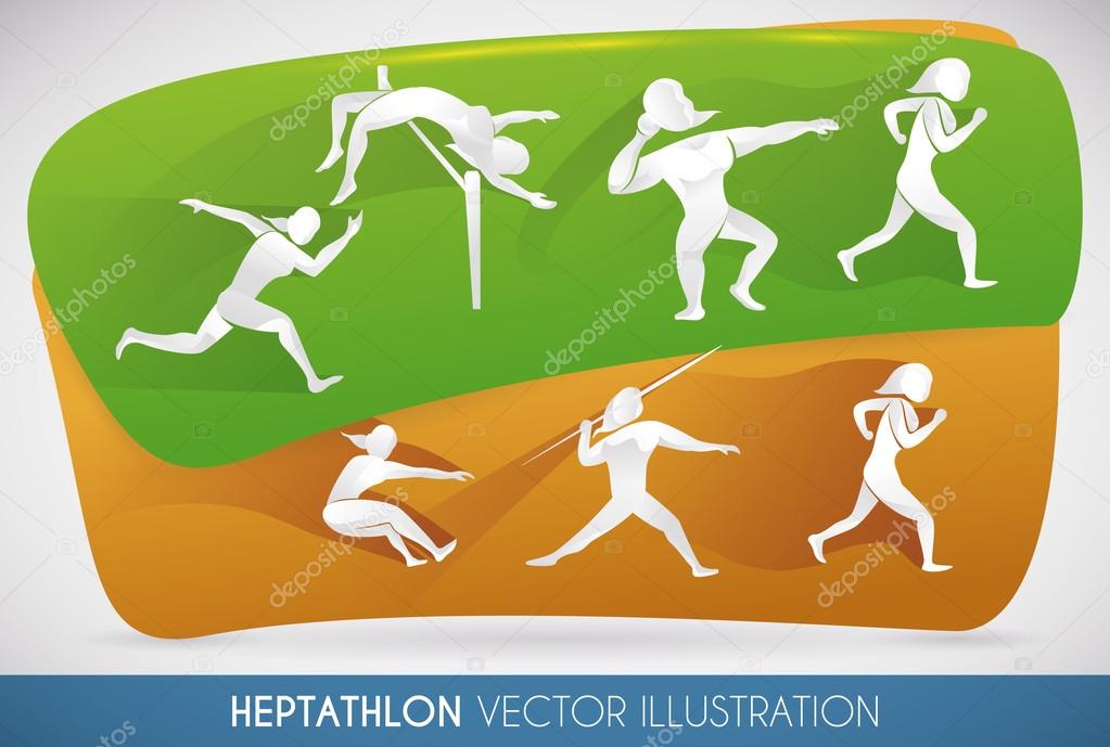 Heptathlon Poster with all Track and Field Events, Vector Illustration ⬇ Vector Image by