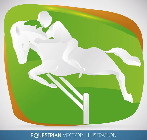 Rider Doing his Best Show Jump in Equestrian Event, Vector Illustration — Stock Vector