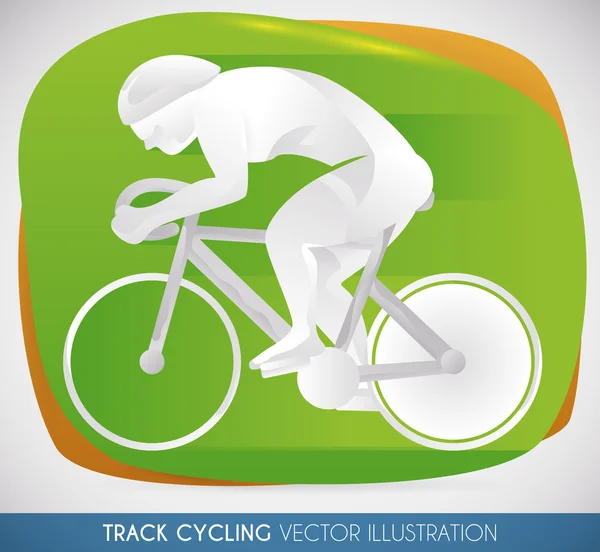 Cartel con corredor de ciclismo de pista a alta velocidad, ilustración vectorial — Vector de stock