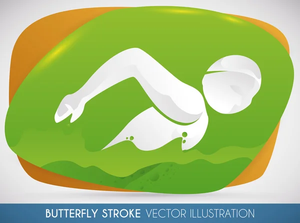 Nadador en evento de estilo de trazo de mariposa, ilustración vectorial — Vector de stock