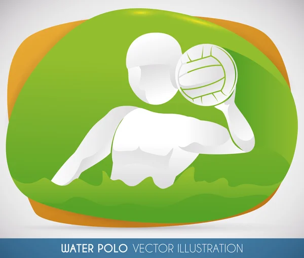 Portero atrapando la pelota en el evento de natación de polo acuático, ilustración vectorial — Vector de stock