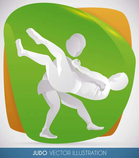 Спортсмени роблять дзюдо на заході бойових мистецтв, Векторна ілюстрація — стоковий вектор
