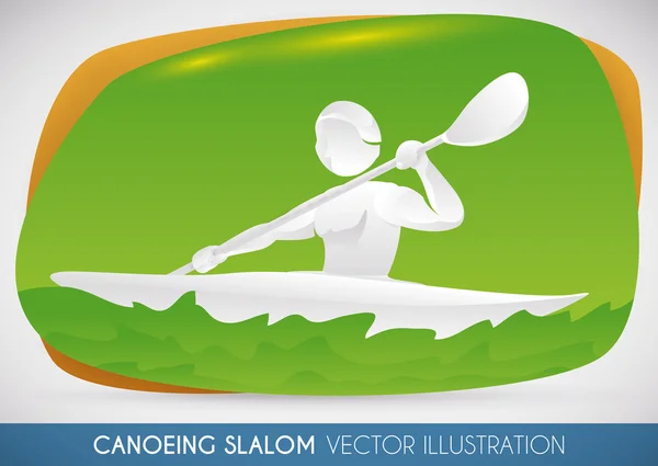Canoa de carreras en aguas bravas Slalom Evento, Vector Ilustración — Vector de stock