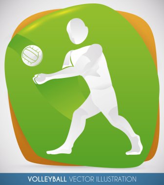 Voleybol oyuncu hazır blok saldırının, vektör çizim için