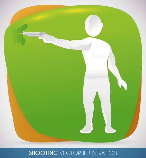 Atleta practicando tiro con pistola, ilustración vectorial — Vector de stock
