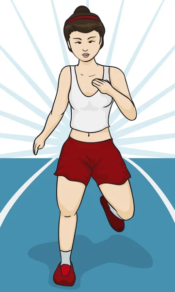 Femme courant dans un événement de course de sprint, Illustration vectorielle — Image vectorielle