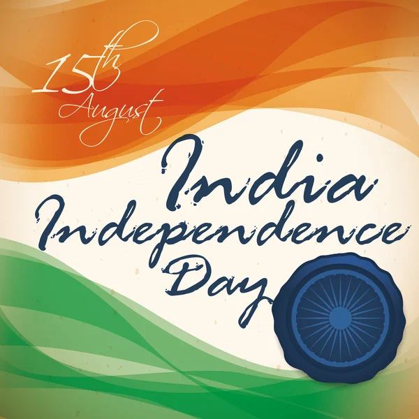 Barvy Indie s razítkem na oslavu dne nezávislosti, vektorové ilustrace — Stockový vektor