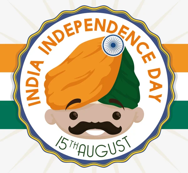 Roztomilý kreslený plakát pro den nezávislosti Indie, vektorové ilustrace — Stockový vektor