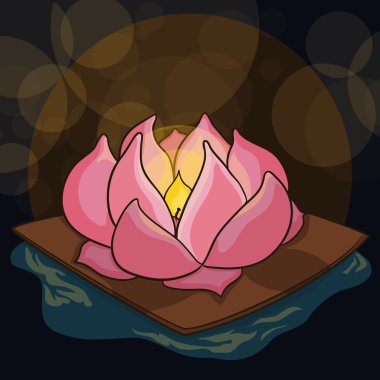 Hayalet Festivali, vektör çizim kutlamak için güzellik Lotus poster